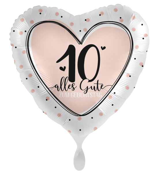 Folienballon - Lovely Birthday, Zahl 10 - ø 43cm